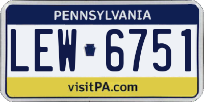 PA license plate LEW6751