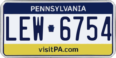 PA license plate LEW6754