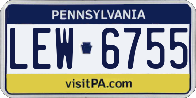 PA license plate LEW6755