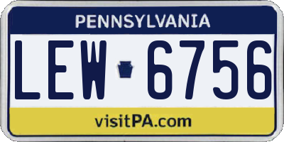 PA license plate LEW6756