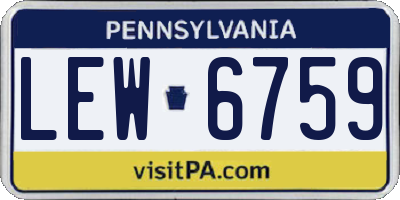 PA license plate LEW6759