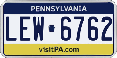 PA license plate LEW6762