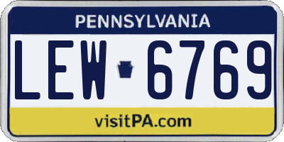 PA license plate LEW6769