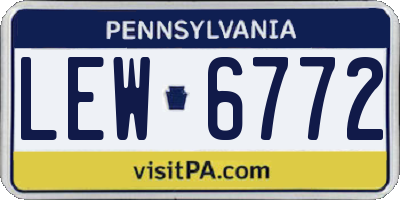 PA license plate LEW6772
