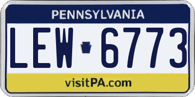 PA license plate LEW6773
