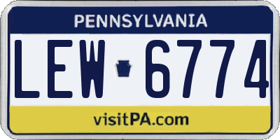 PA license plate LEW6774