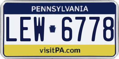 PA license plate LEW6778