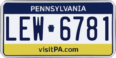 PA license plate LEW6781