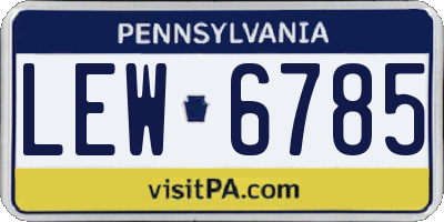 PA license plate LEW6785