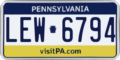 PA license plate LEW6794