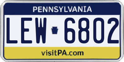 PA license plate LEW6802