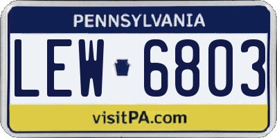 PA license plate LEW6803
