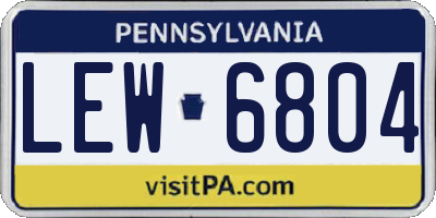 PA license plate LEW6804