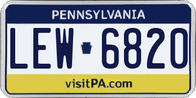 PA license plate LEW6820