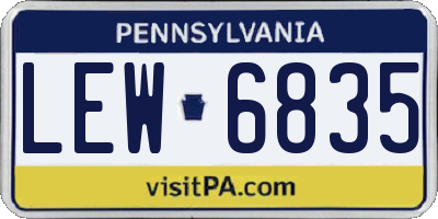 PA license plate LEW6835