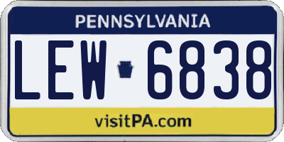 PA license plate LEW6838