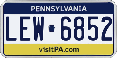 PA license plate LEW6852