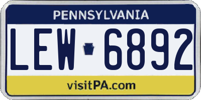 PA license plate LEW6892
