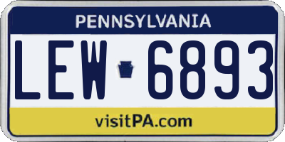 PA license plate LEW6893