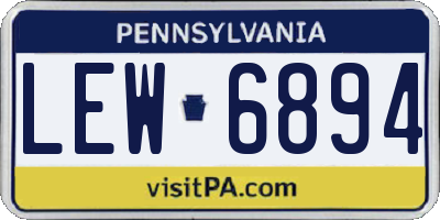 PA license plate LEW6894
