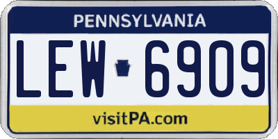 PA license plate LEW6909