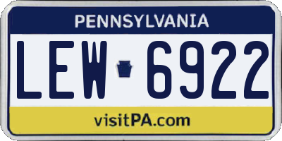 PA license plate LEW6922