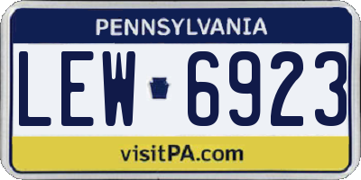 PA license plate LEW6923