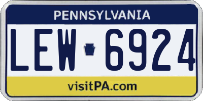 PA license plate LEW6924