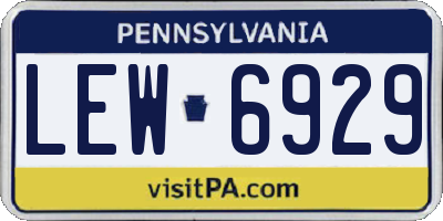 PA license plate LEW6929