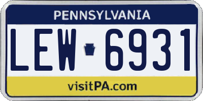 PA license plate LEW6931