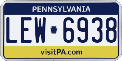 PA license plate LEW6938