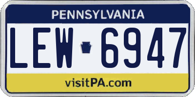PA license plate LEW6947