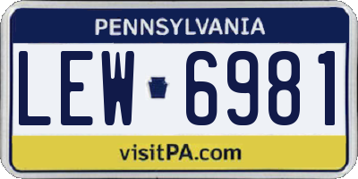 PA license plate LEW6981