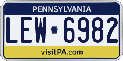 PA license plate LEW6982