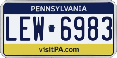 PA license plate LEW6983