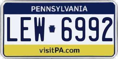 PA license plate LEW6992