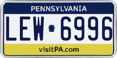 PA license plate LEW6996