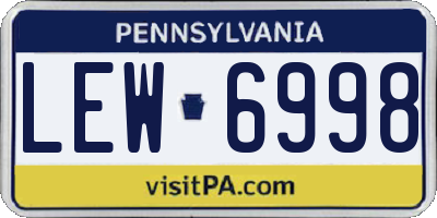 PA license plate LEW6998
