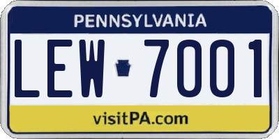 PA license plate LEW7001