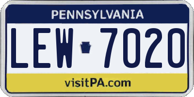 PA license plate LEW7020