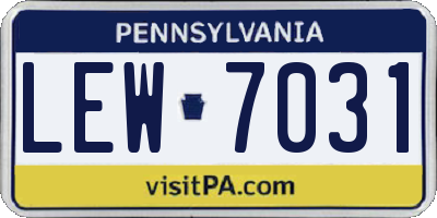 PA license plate LEW7031