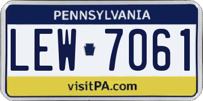PA license plate LEW7061