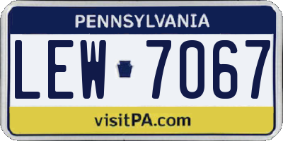 PA license plate LEW7067