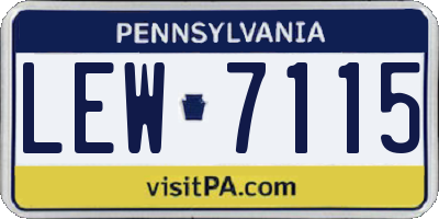PA license plate LEW7115