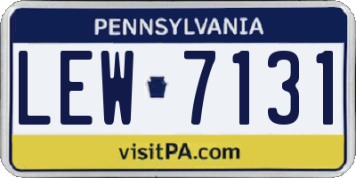 PA license plate LEW7131