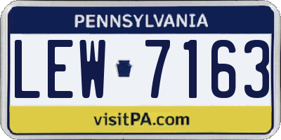PA license plate LEW7163