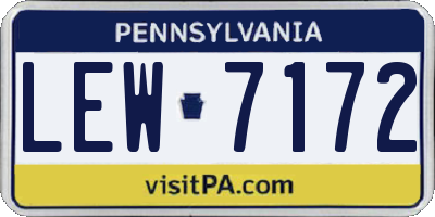 PA license plate LEW7172