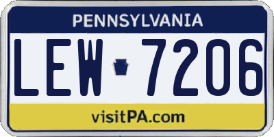PA license plate LEW7206