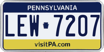 PA license plate LEW7207