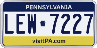 PA license plate LEW7227